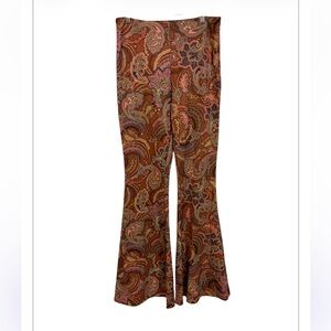Flying Tomato Paisley Boot Cut Pants - Brown and Pink
